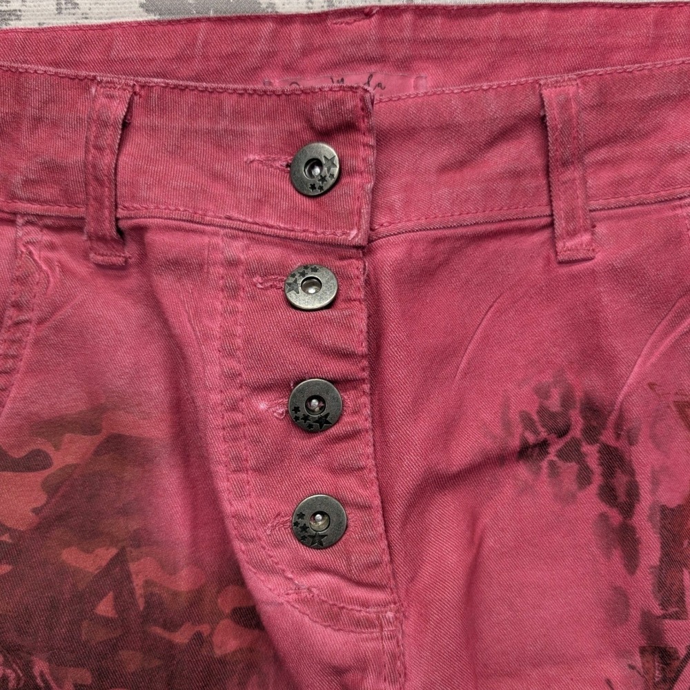 Gigi Moda Red Rock & Roll Graphic Print Button Fly Slim Pants Made in Italy XL - Picture 2 of 15